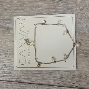 Canvas Style Gold Toned Boxchain Bracelet with Pearl's NWT